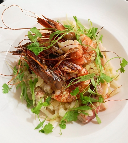 Plated prawn dish