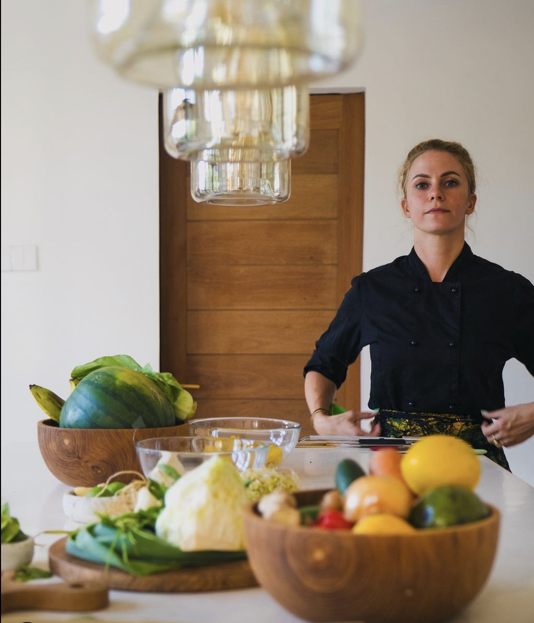 Chef at a market table